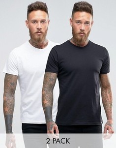 Черная и белая зауженные трикотажные футболки в комплекте Lee - Серый