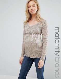 Кружевной топ для беременных Mamalicious Maternity - Серый Mama.Licious