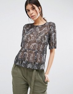 Блузка с принтом и баской Vero Moda Kell - Серый