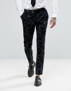 Супероблегающие брюки стретч с цветочной отделкой флок Noose &amp; Monkey - Серый