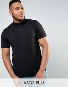 Черная футболка-поло ASOS PLUS - Черный