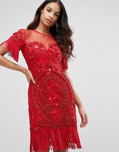 Декорированное платье мини с бахромой A Star Is Born - Красный