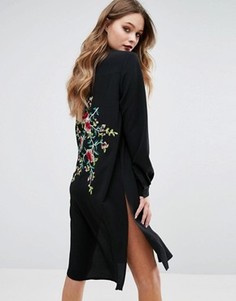 Платье-рубашка с вышивкой на спине New Look - Черный