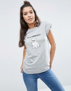 Футболка с принтом Puggin Me Off ASOS - Серый