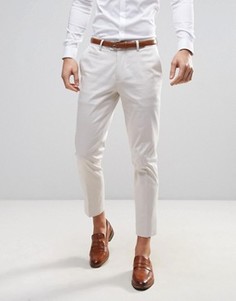 Строгие укороченные зауженные брюки ASOS WEDDING - Кремовый