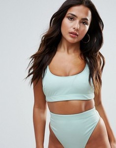 Комбинируемый укороченный бикини-топ в рубчик ASOS FULLER BUST - Зеленый