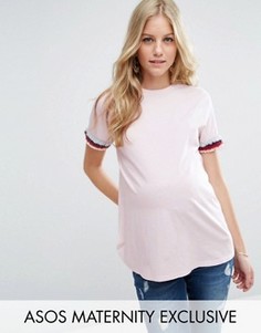 Футболка с бахромой на рукавах ASOS Maternity - Розовый