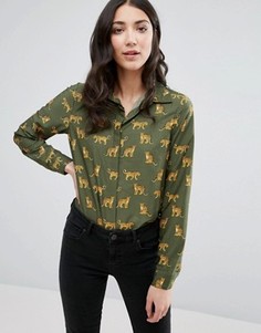 Блузка с леопардами Brave Soul - Зеленый