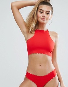 Бикини-топ с высоким воротом и фестонными краями Missguided - Красный