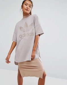 Oversize-футболка с логотипом‑трилистником adidas Originals - Бежевый