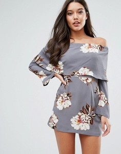 Платье с вырезом лодочкой и цветочным принтом Missguided - Мульти