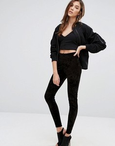 Леггинсы из мятого бархата New Look - Черный