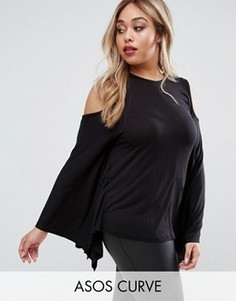 Топ с открытыми плечами и рукавами-кимоно ASOS CURVE - Черный