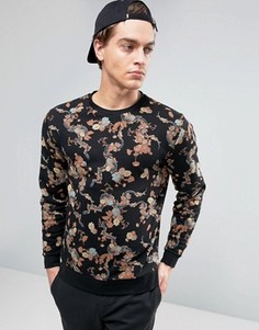 ASOS Sweatshirt In Floral Print - Черный