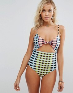 Mara Hoffman Multi Gingham Cut Out Swimsuit - Мульти