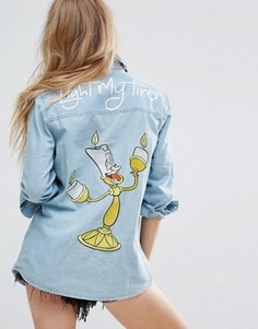 Minkpink Beauty And The Beast Denim Shirt With Lumiere Light My Fire Embroidery - Синий