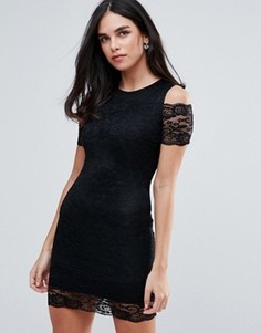 AX Paris Cold Shoulder Lace Bodycon Dress - Черный