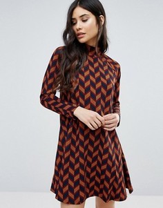 AX Paris Long Sleeved Swing Dress - Красный