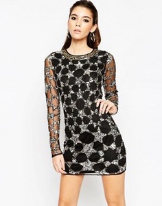 Облегающее платье мини с отделкой в виде звезд ASOS NIGHT - Черный