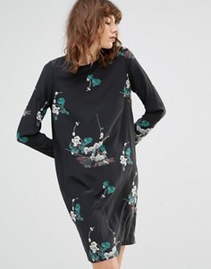 Платье мини с цветочным принтом Samsoe &amp; Samsoe Poland - Черный