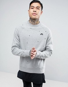 Nike SB Geo Print Crew Neck Sweat In Grey 829389-063 - Серый