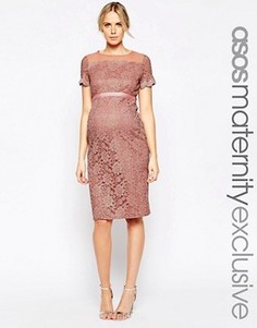 Облегающее кружевное платье для беременных из шифона ASOS Maternity - Синий