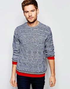 Джемпер с узором косичка и контрастными краями ASOS - Синий