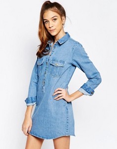 Джинсовое платье‑рубашка с карманами Daisy Street - Синий