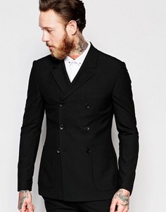 Черный двубортный пиджак суперзауженного кроя ASOS - Черный