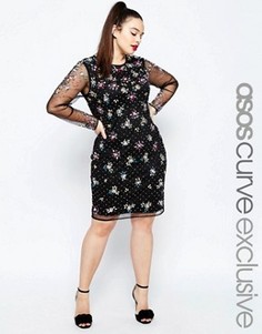 Облегающее платье с отделкой ASOS CURVE Confetti - Черный