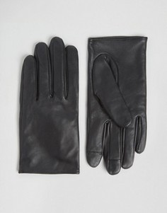 Кожаные перчатки для сенсорных экранов ASOS - Черный