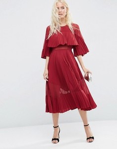 Плиссированное платье миди ASOS - Красный