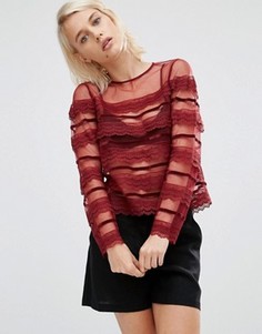 Топ с кружевной и бархатной отделкой ASOS - Красный