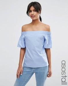Хлопковый топ с открытыми плечами ASOS TALL - Синий