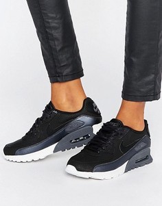 Черные с серебристым кроссовки Nike Air Max 90 Ultra Se - Зеленый