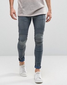 Байкерские супероблегающие джинсы с покрытием ASOS - Синий