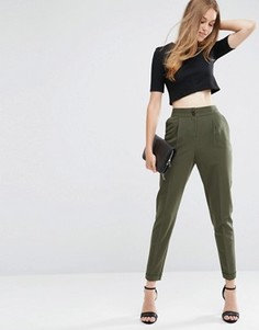 Брюки с завышенной талией и отворотами ASOS Tailored - Зеленый