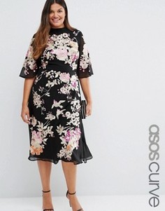 Платье в китайском стиле с вышивкой ASOS CURVE Premium - Мульти