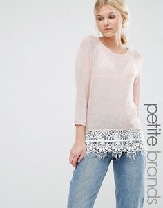 Джемпер с кружевной отделкой и рукавами 3/4 Vero Moda Petite - Кремовый