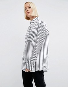 Oversize-рубашка из хлопка в полоску ASOS - Мульти