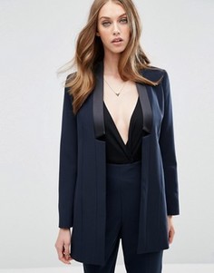 Удлиненный пиджак в стиле смокинга ASOS - Темно-синий