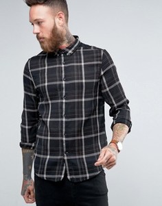Рубашка узкого кроя в клетку Hoxton Shirt Company - Черный