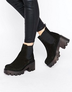 Бархатные ботинки на массивной подошве New Look - Черный