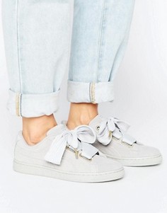 Серые бархатные кроссовки Puma Basket Heart - Черный