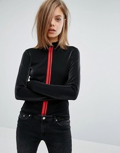 Топ с высокой горловиной и полосой спереди Cheap Monday - Черный