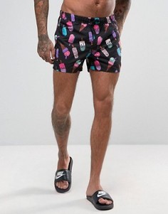 Короткие шорты для плавания с принтом ASOS - Черный