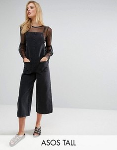 Черный укороченный комбинезон с выбеленным эффектом ASOS TALL - Черный