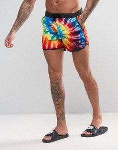 Короткие шорты для плавания с принтом тай-дай ASOS Runner - Мульти