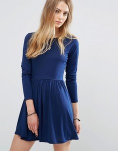 Трикотажное короткое приталенное платье Brave Soul - Темно-синий