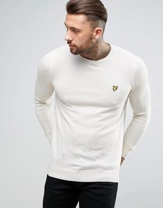 Lyle &amp; Scott Crew Jumper Cotton Merino Knit Eagle Logo in Off White Marl - Бежевый
